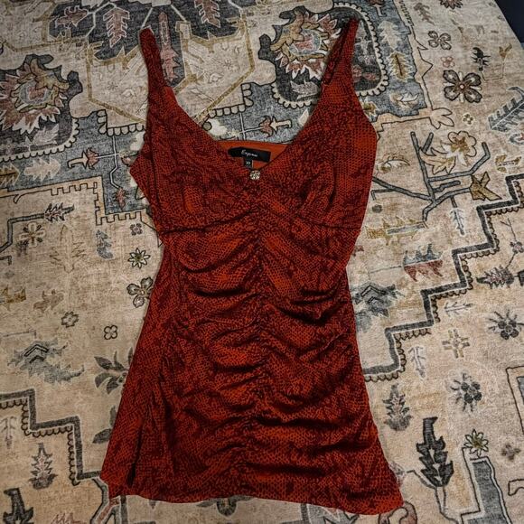 Vintage Express Tank Tops Y2k Snake Print Date Night Ruched Lot of Two Tanks XS - Picture 2 of 16